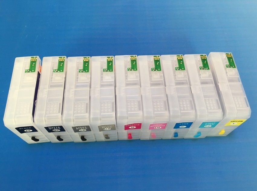 Refillable ink cartridge with auto reset chip for EP Pro 3880 3850 printer; 9pcs - Click Image to Close