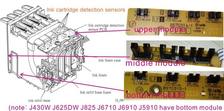 cartridge detection sensor for Brother MFC- J430W J625DW J825DW J6710DW J6910DW - zum Schließen ins Bild klicken