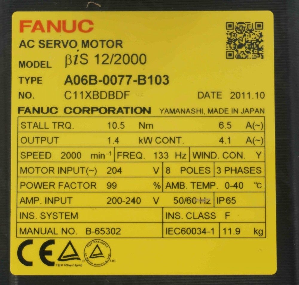 NEW&ORIGINAL Fanuc ORIGINAL SERVO MOTOR A06B-0077-B103 A06B0077B103 in box - Click Image to Close